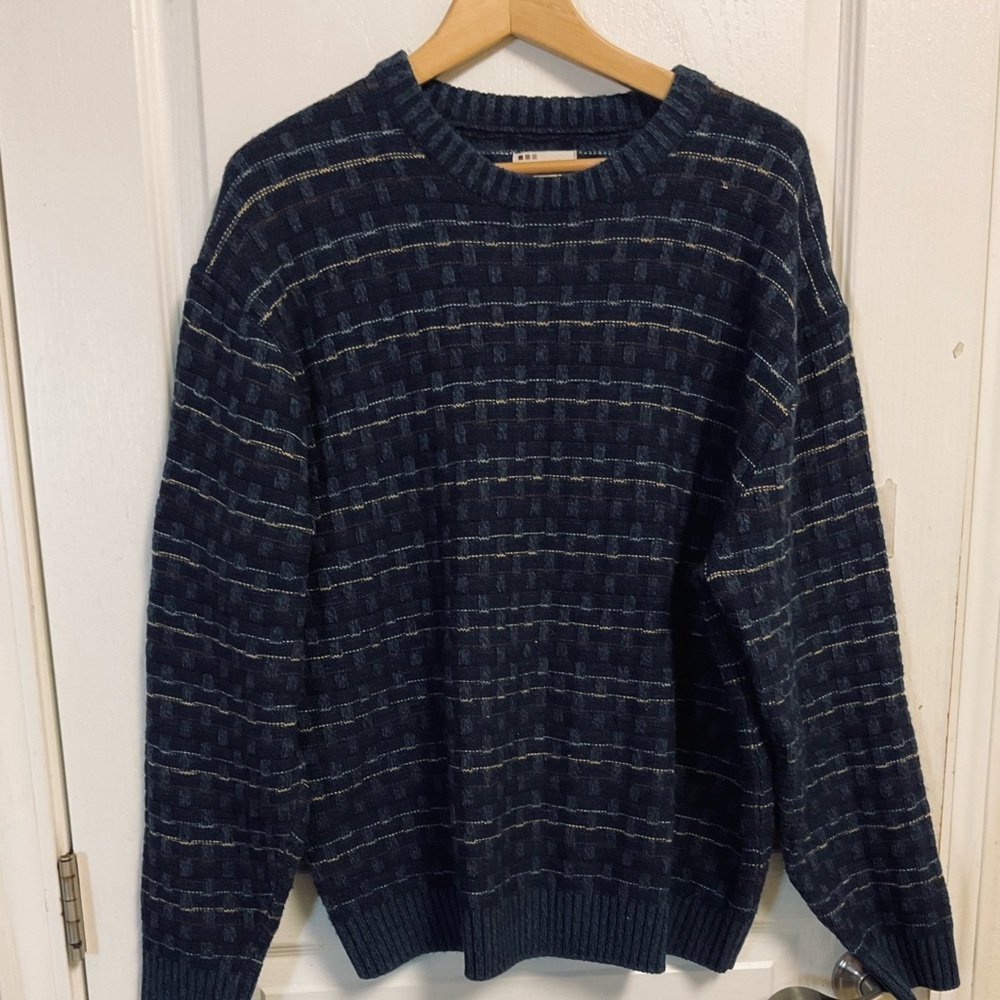 Natural Issue Men’s XL Blue Textured Knit Crewneck Sweater